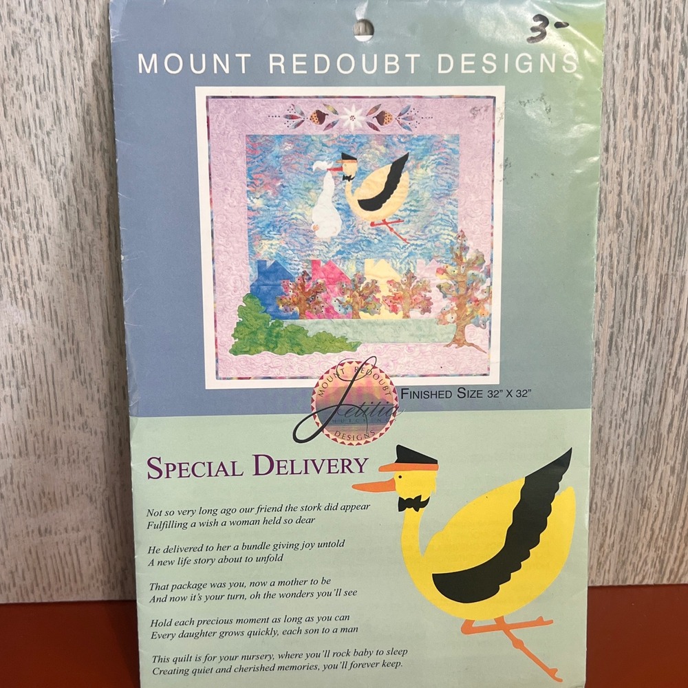 Mount Redoubt Designs Special Delivery Stork Baby Quilt Pattern MRD016 32x32‎
